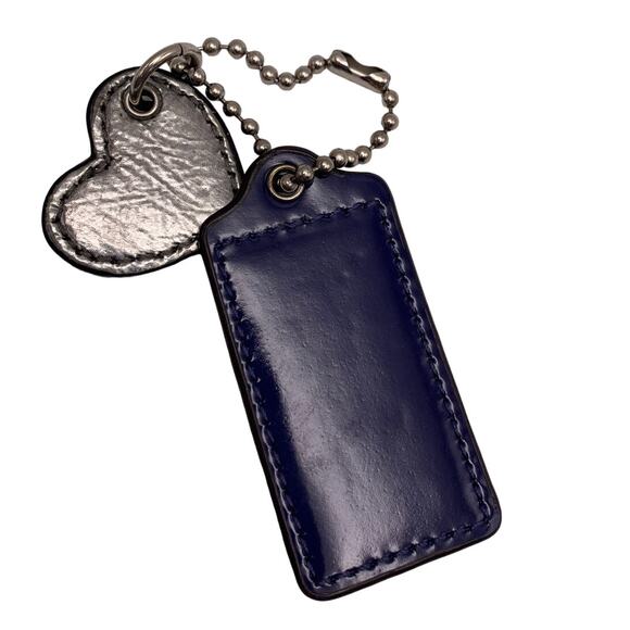 COACH Blue Silver Heart Poppy Replacement Hang Tag Bag Charm - Picture 3 of 4